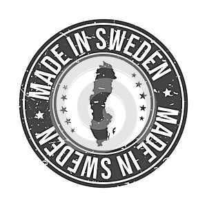 Made in Sweden Map. Quality Original Stamp Design Vector Art Seal Badge Illustration.