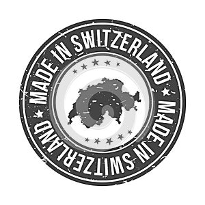 Made in Switzerland Map. Quality Original Stamp Design Vector Art Seal badge Illustration.