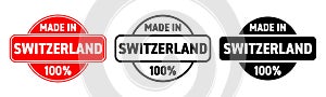 Made in Switzerland vector icon. Swiss made quality product label, 100 percent package stamp