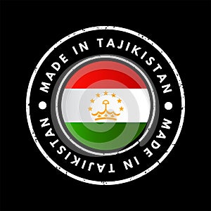 Made in Tajikistan text emblem stamp, concept background