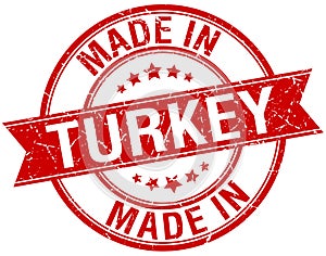 Made in Turkey red round stamp