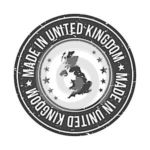 Made in United Kingdom Map. Quality Original Stamp Design Vector Art Seal badge mail Illustration.