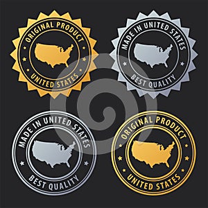 Made in United States of America - gold and silver stamp set. Best quality. Original product.