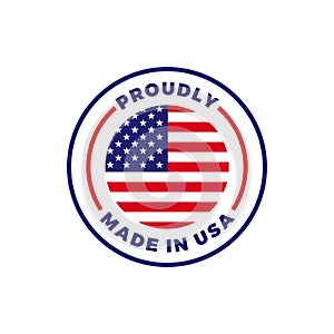 Made in USA American flag round vector icon