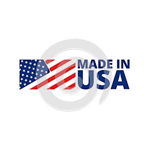 Made in USA badge with american flag. Made in USA banner isolated on white background