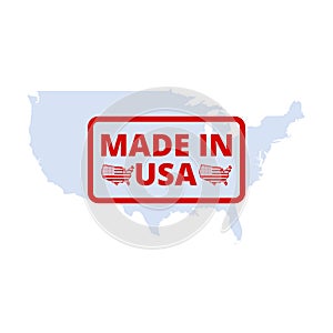 Made in USA badge with american flag. Made in USA banner isolated on white background