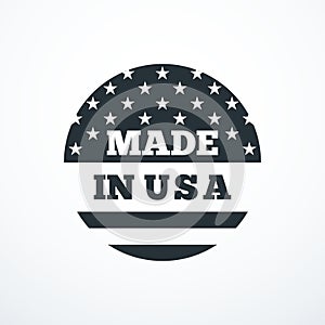 Made in USA badge with USA flag elements. Vector illustration