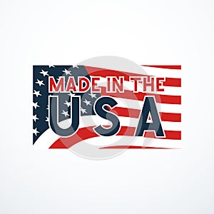 Made in USA badge with USA flag elements. Vector illustration