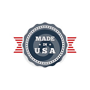 Made in USA badge with USA flag elements. Vector illustration
