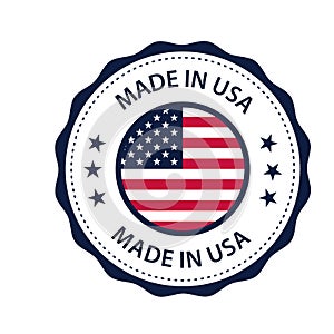 Made in USA badges. proud label stamp, American flag and national symbols, united states of America patriotic emblems set.  us pro