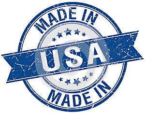 Made in usa blue round stamp