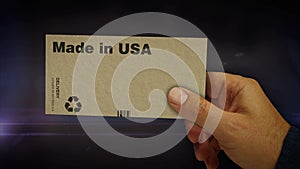 Made in USA box pack in hand abstract concept rendering