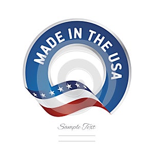 Made in USA flag blue color label button banner