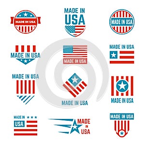 Made in USA flag emblem set