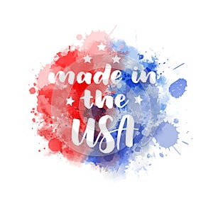 Made in the USA - handwritten lettering on watercolor splash