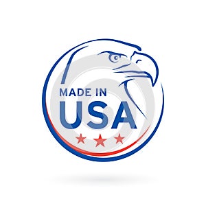 Made in USA icon with American Eagle emblem. Vector illustration