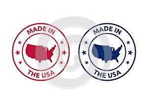 made in usa icon set, american product stamp