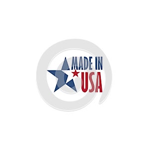 Made in USA label with American national flag Elements with stars isolated on white background