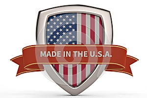 Made in the usa shield.3D illustration.