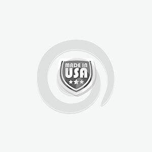 Made in USA shield icon sticker isolated on gray background