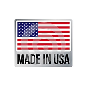 Made in USA silver frame icon vector American flag