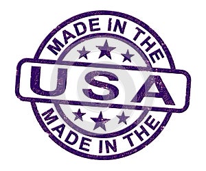 Made in the USA stamp shows American products produced or fabricated in America - 3d illustration