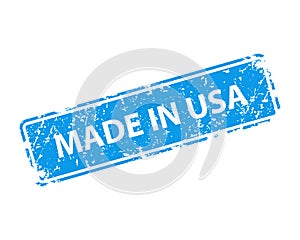 Made in USA stamp vector texture. Rubber cliche imprint. Web or print design element for sign, sticker, label