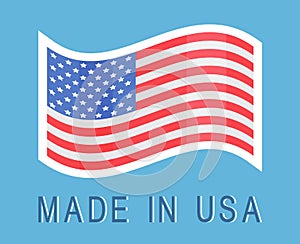 Made in USA Sticker with American Waving Flag Icon