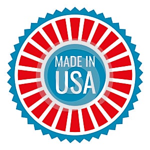 Made in USA sticker. Round label in vintage style