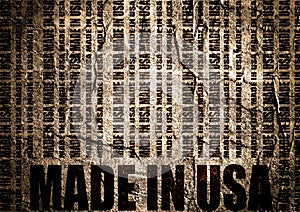 Made in USA text and bar code from same words