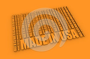 Made in USA text and bar code from same words