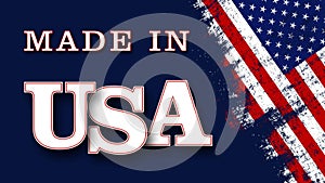 Made in USA (United States of America) - banner with american colors design and typography