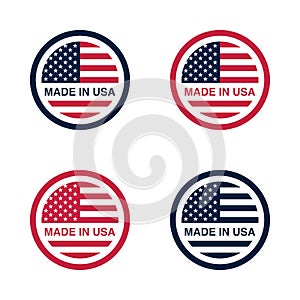 Made in USA United States of America sign, label and emblem Vector Illustration