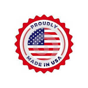 Made in USA American quality flag vector seal icon