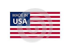 Made in USA vector logo, vector label set. US icon with American flag.Flag of the United States of America