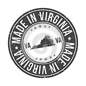 Made in Virginia State USA Quality Original Stamp Design Vector Art Seal badge Illustration.