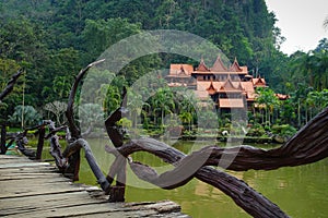 Made from wood Temple Wat Tham Khao Wong