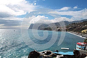 Madeira coast and lava swimming pool in Funchal