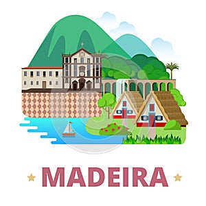 Madeira Island design template Flat cartoon style photo