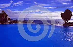 Madeira Island: The Pool of the luxury hotel Pestana Casino Grande in Funchal on photo
