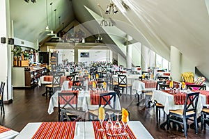 25.10.2018 Madeira Island Portugal Restaurant inside Hotel Eira do Serrado viewpoint above the Nun`s Valley