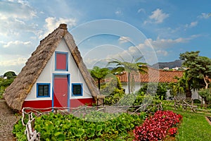 Madeira island, Portugal. Rural landscape with traditional house, Santana