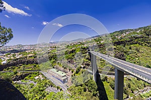 Madeira island Portugal typical landscape, Funchal city panorama, wide angle