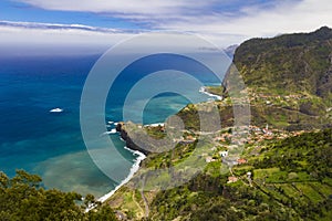 Madeira island,top view on magnific shore, northern coastline, wide angle