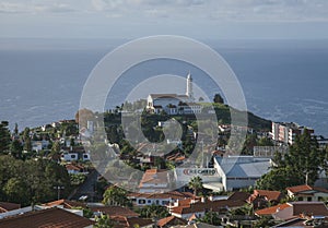 Madeira, Portugal, Europe - the city of Funchal, a church on a top of a hill.