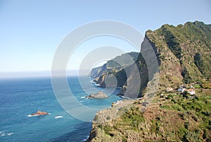 Madeira - rocks, blue sky and atlantic ocean
