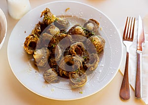 Madejas aragones served on plate photo