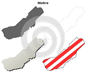 Madera County, California outline map set photo