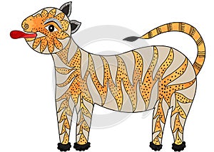 Madhubani art Style Painting of Tiger