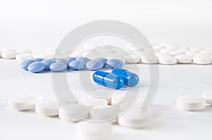 Madical background - blue and white pills